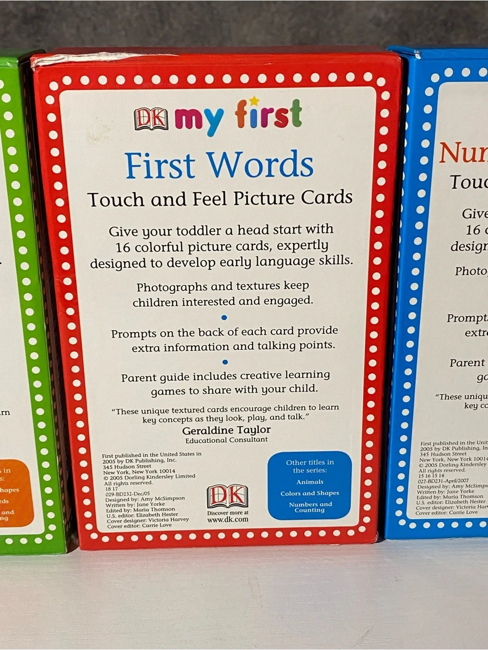 My First First Words Touch and Feel Picture Cards Red Blue And Green